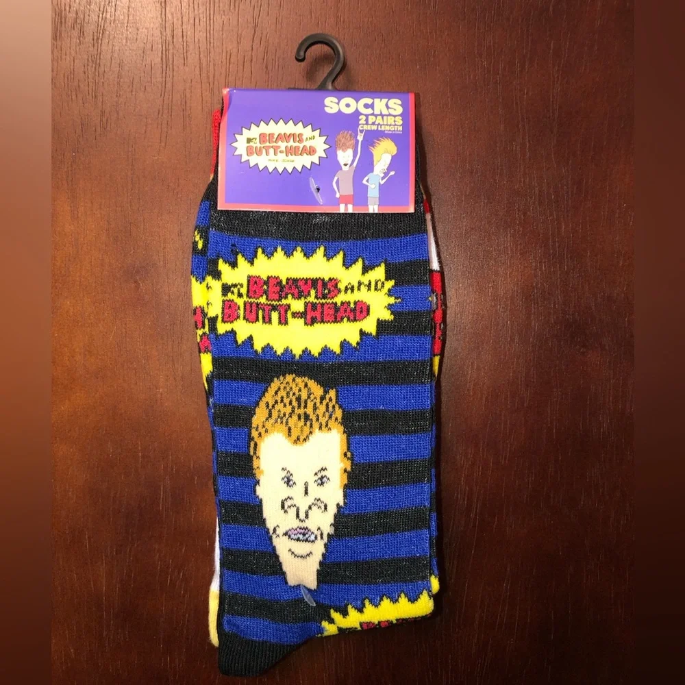 BEAVIS AND BUTT-HEAD NOVELTY CREW SOCKS NWT MEN’S SHOE SIZE 8-12